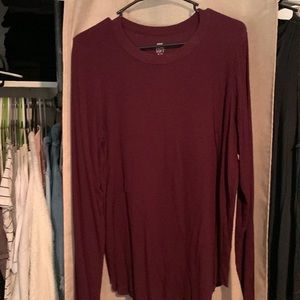 Aerie real soft extra large long sleeve shirt maroon colored